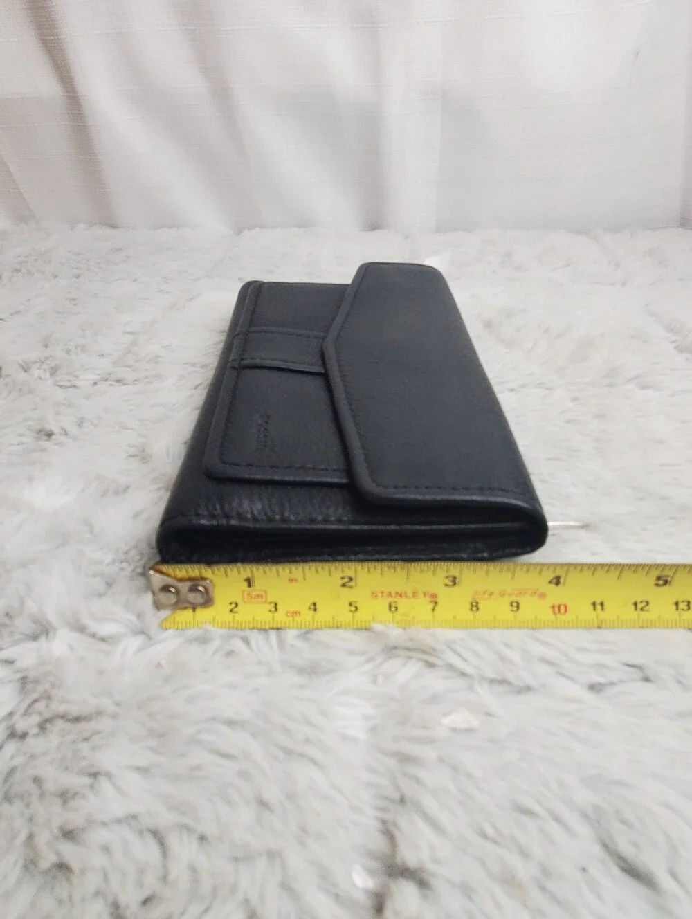 NWT Vintage Fossil Black Leather Tri Fold Wallet Coin Dept & Removable Checkbook